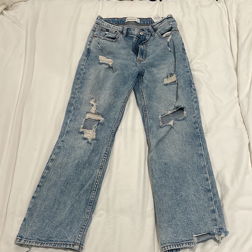 Abercrombie and Fitch acid wash ultra high rise ankle straight jeans